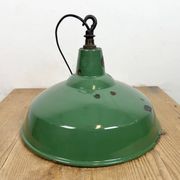 Industrial British Green Enamel Factory Pendant Lamp, 1960s