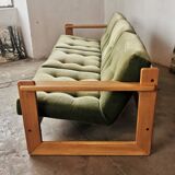 Scandinavian velvet and wood sofa