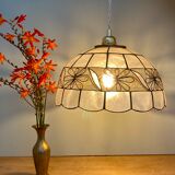 Vintage lampshade suspension in mother-of-pearl and brass