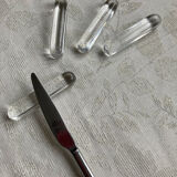 Set of four crystal knife holders signed Daum