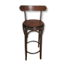 Wooden varnished leather and wood bar stool