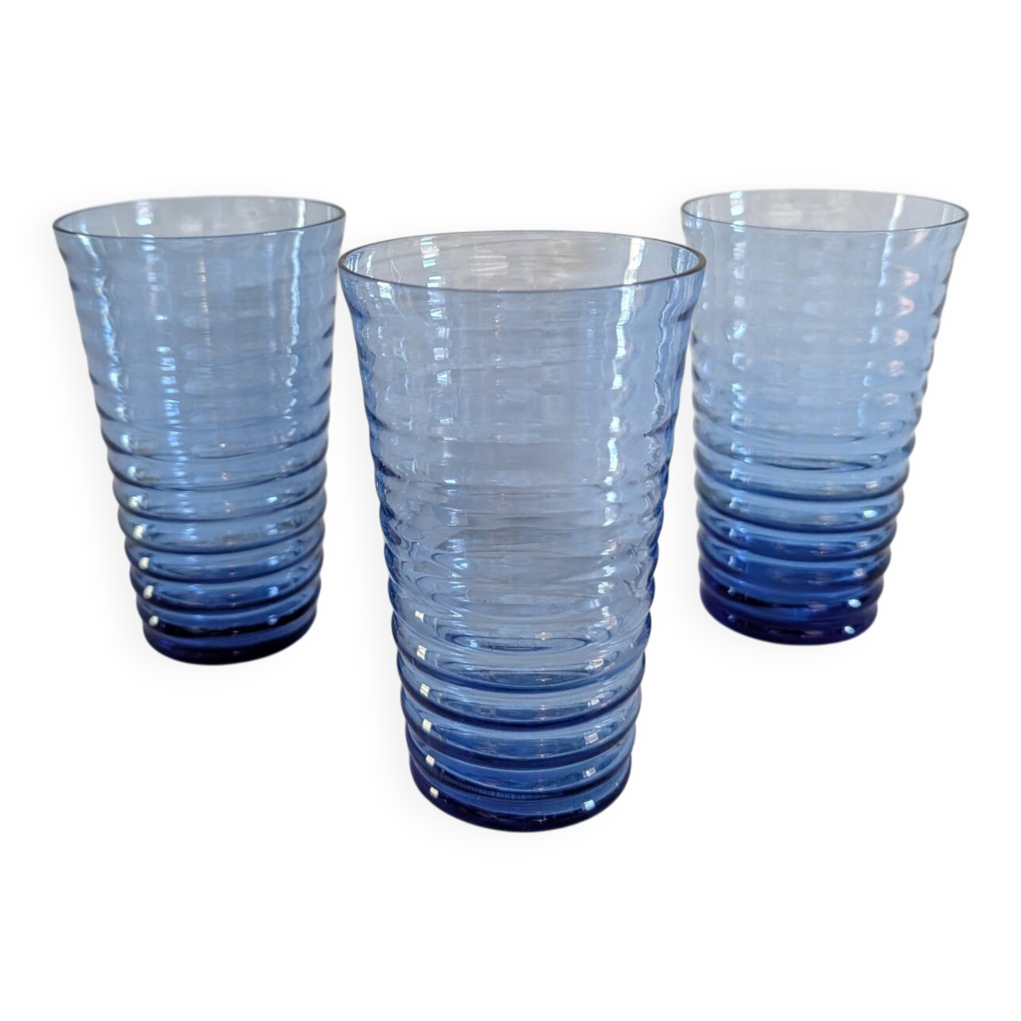 Long blue gradient drink glass – fine glass – 1970s