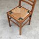 Set of 4 designer oak and straw chairs from the 1950s