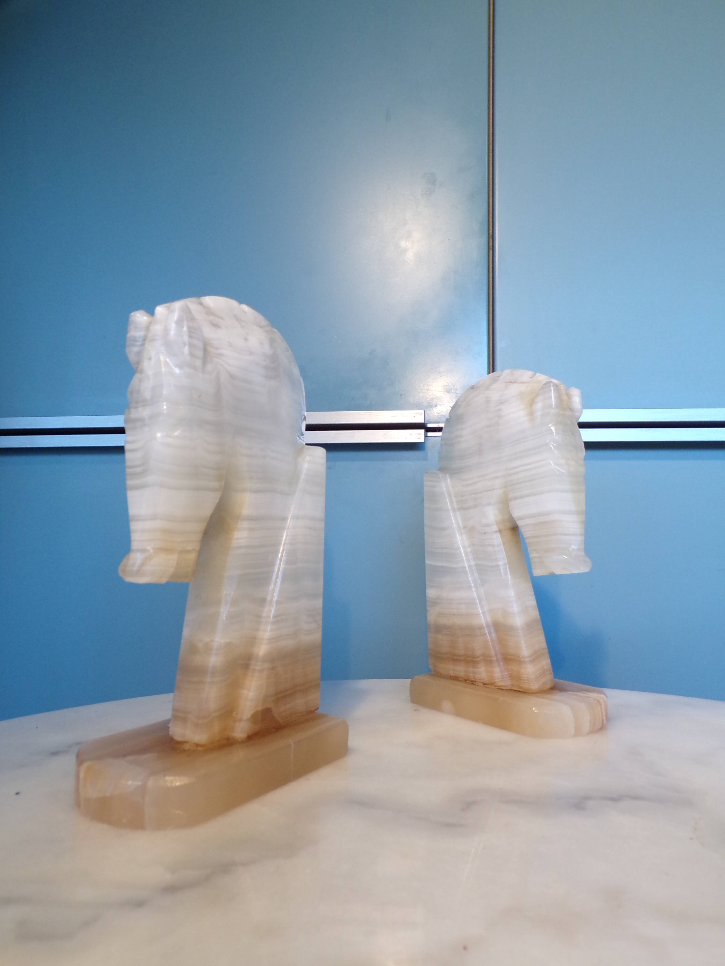 Pair of onyx horse bookends