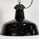 Industrial Black Enamel Factory Lamp with Cast Iron Top, 1950s