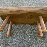 Brutalist style solid wood low stool