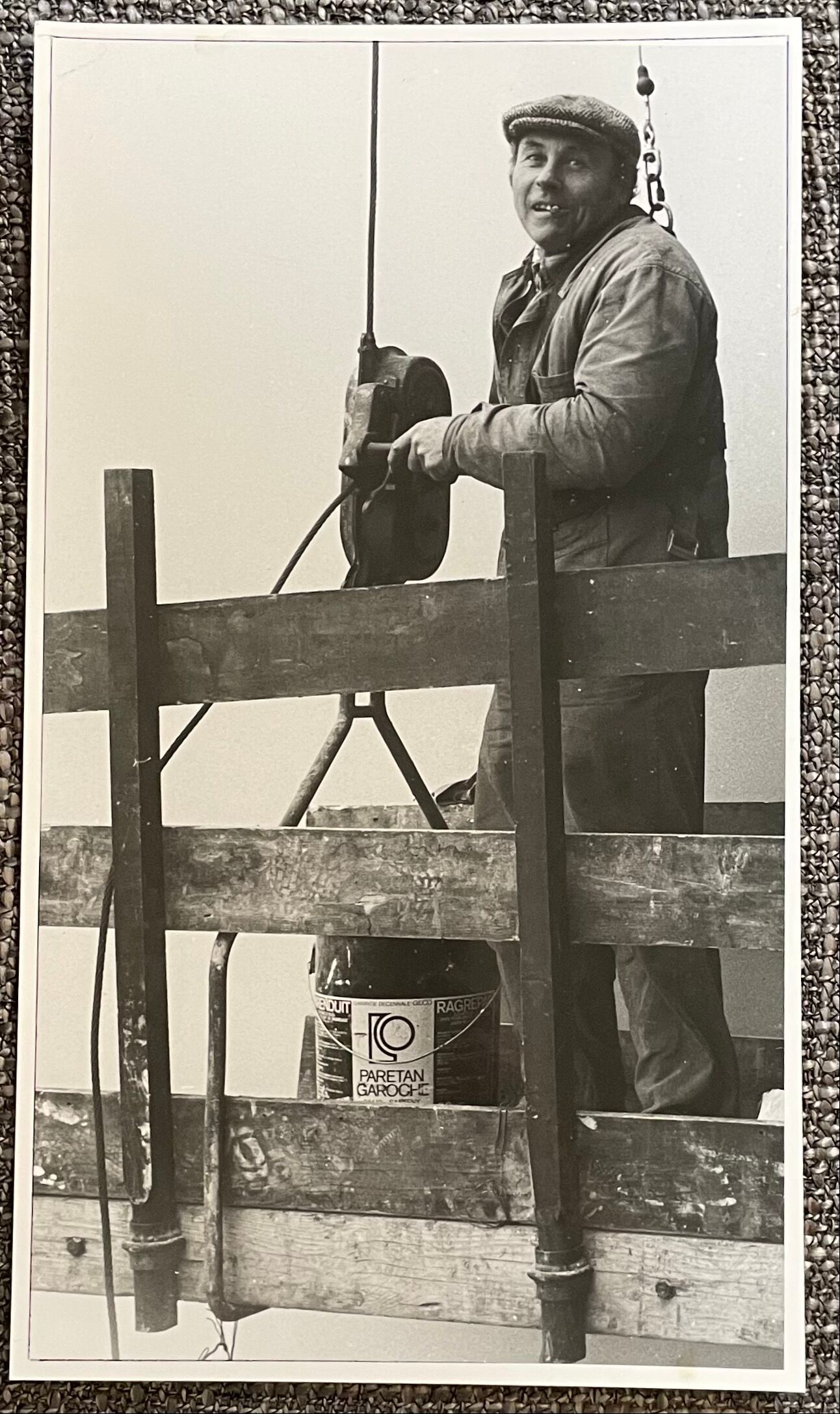 Photograph black and white silver print circa 1970 worker