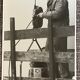 Photograph black and white silver print circa 1970 worker