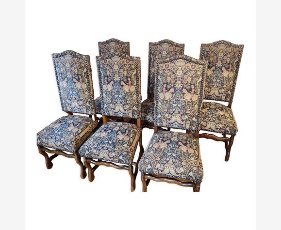 6 chaises Louis XIII avec tapisserie Aubusson