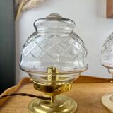 Vintage globe table lamp engraved and transparent chiseled