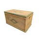 Large vintage wicker chest with green decoration.