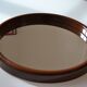 Scandinavian round mirror from the 70s brown plastic Finnmirror made in Finland