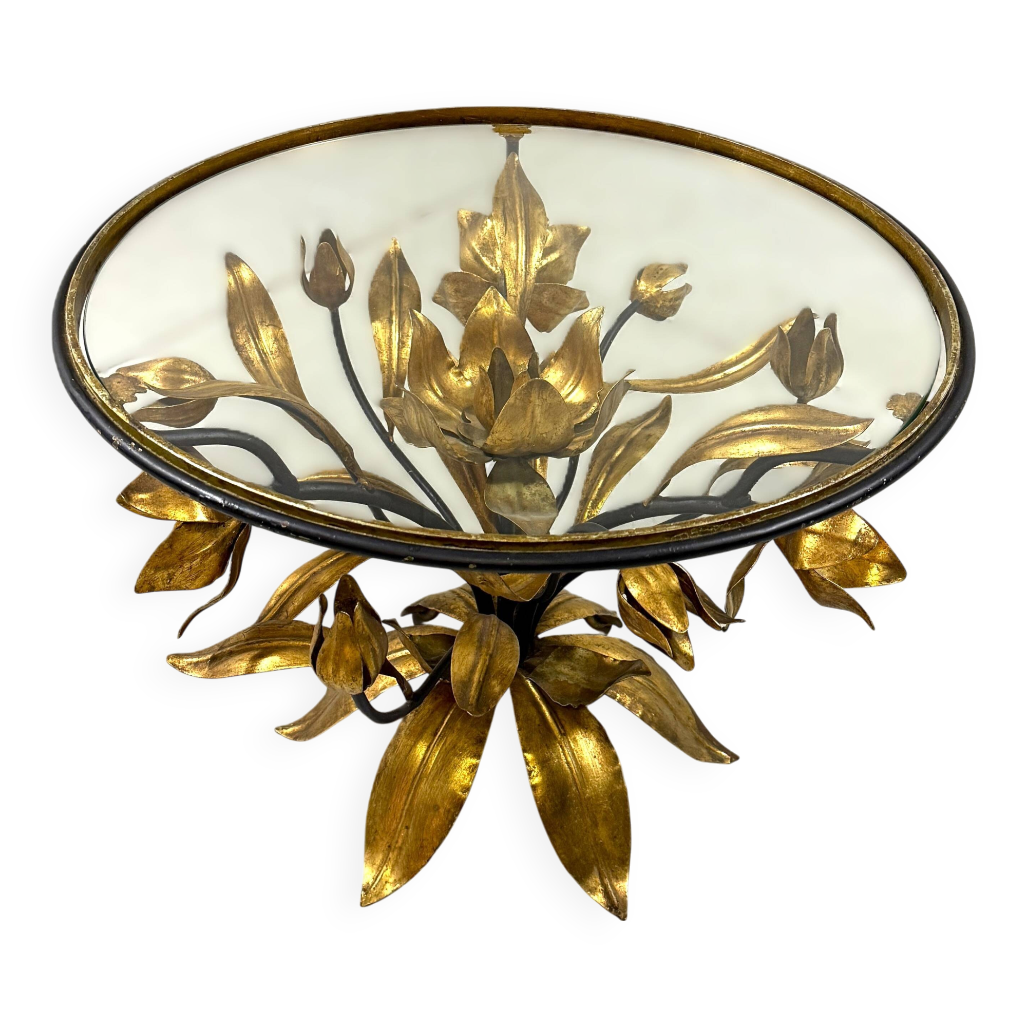 Hans Kögl gilded metal and glass coffee / side table