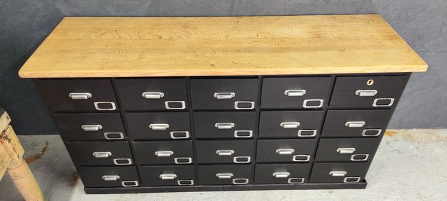 Loom cabinet with drawers top raw solid oak