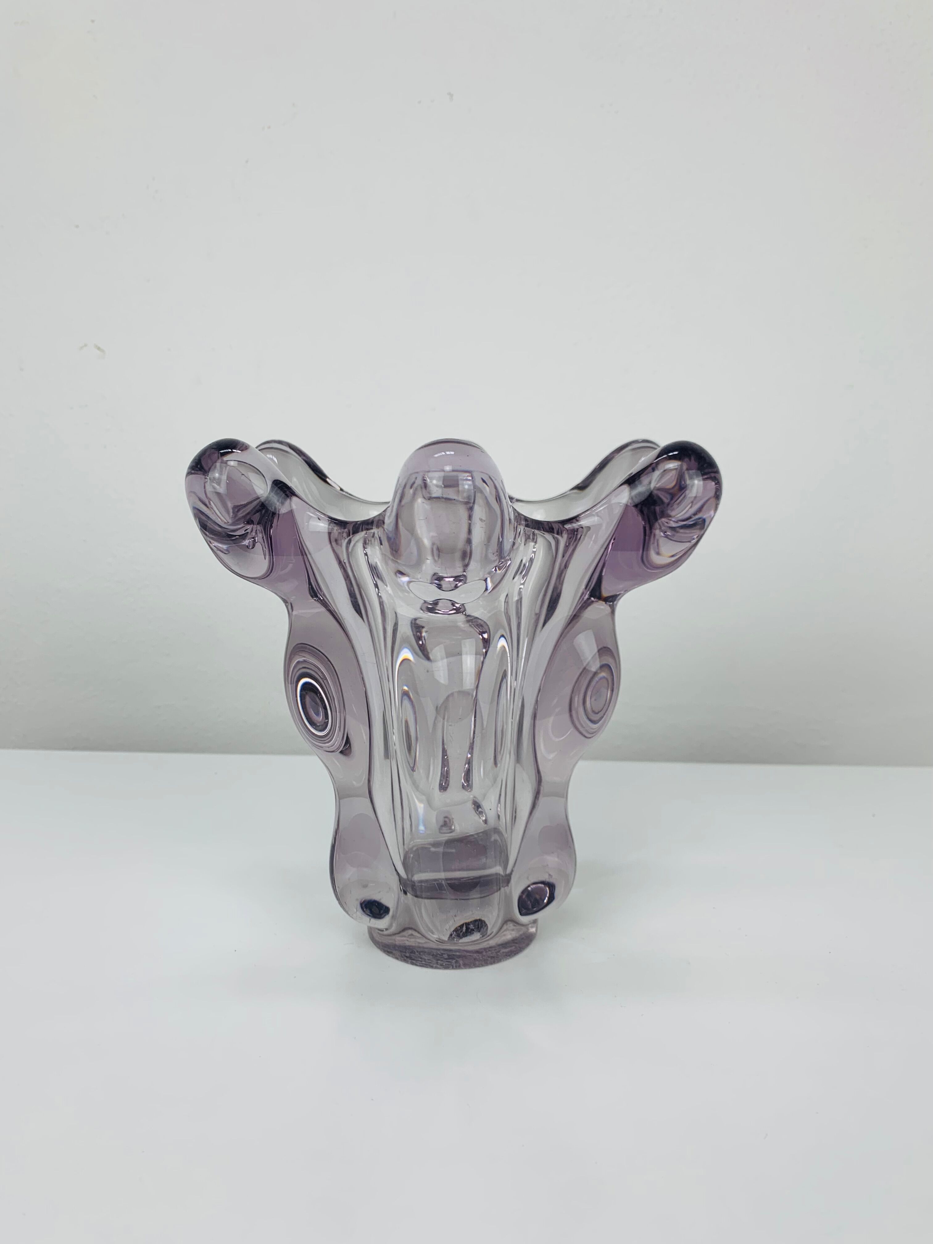 Giraffe vase in Art Vannes crystal, 1950, vintage