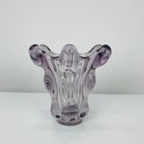 Giraffe vase in Art Vannes crystal, 1950, vintage