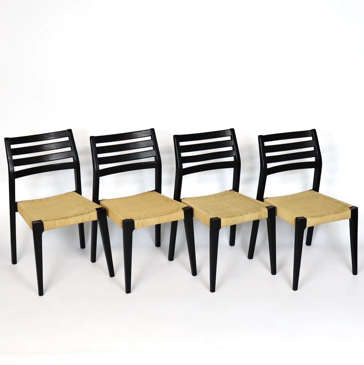 Scandinavian wooden and rope chairs