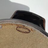 Artisanal sandstone dish signed Guibert red brown decorated