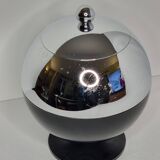 Coldy Lux ice bucket, spherical design in chrome and black metal, years.