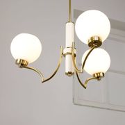 Mid-century Italian Brass and Opaline Chandelier
