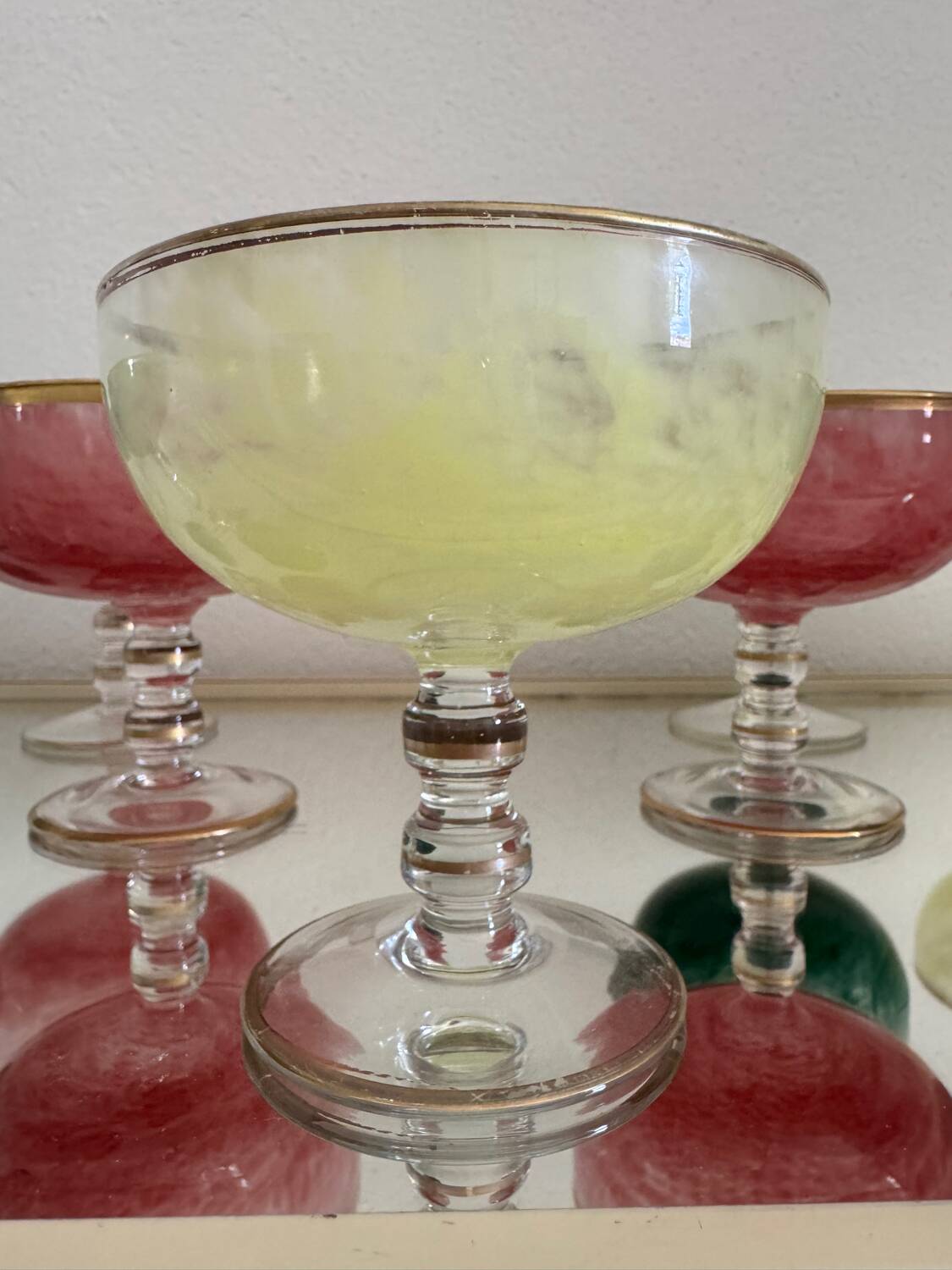 Multi-colored Venetian crystal ice cream cups