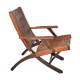 Ecuadorian wood and leather folding chair by Angel Pazmino
