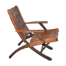Chaise pliante en bois et cuir par Angel Pazmino