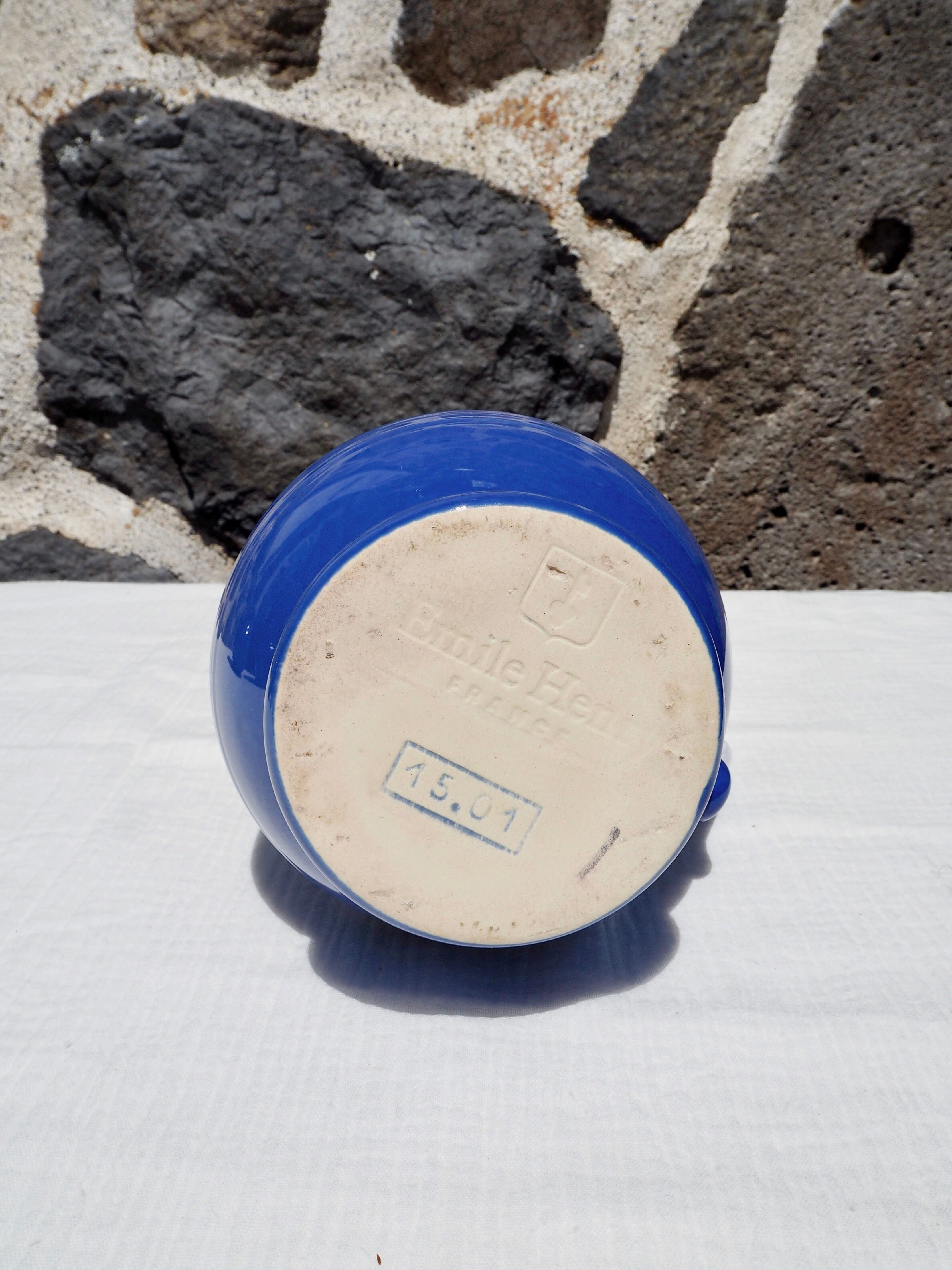 Blue ceramic pitcher Emile Henry