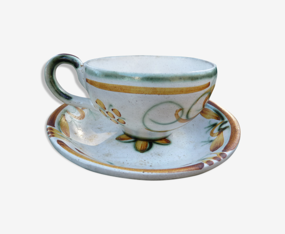 Tasse et sous-tasse en céramique Manufacture KERALUC QUIMPER