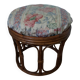Rattan wicker pouffe from the 70s with cushion.