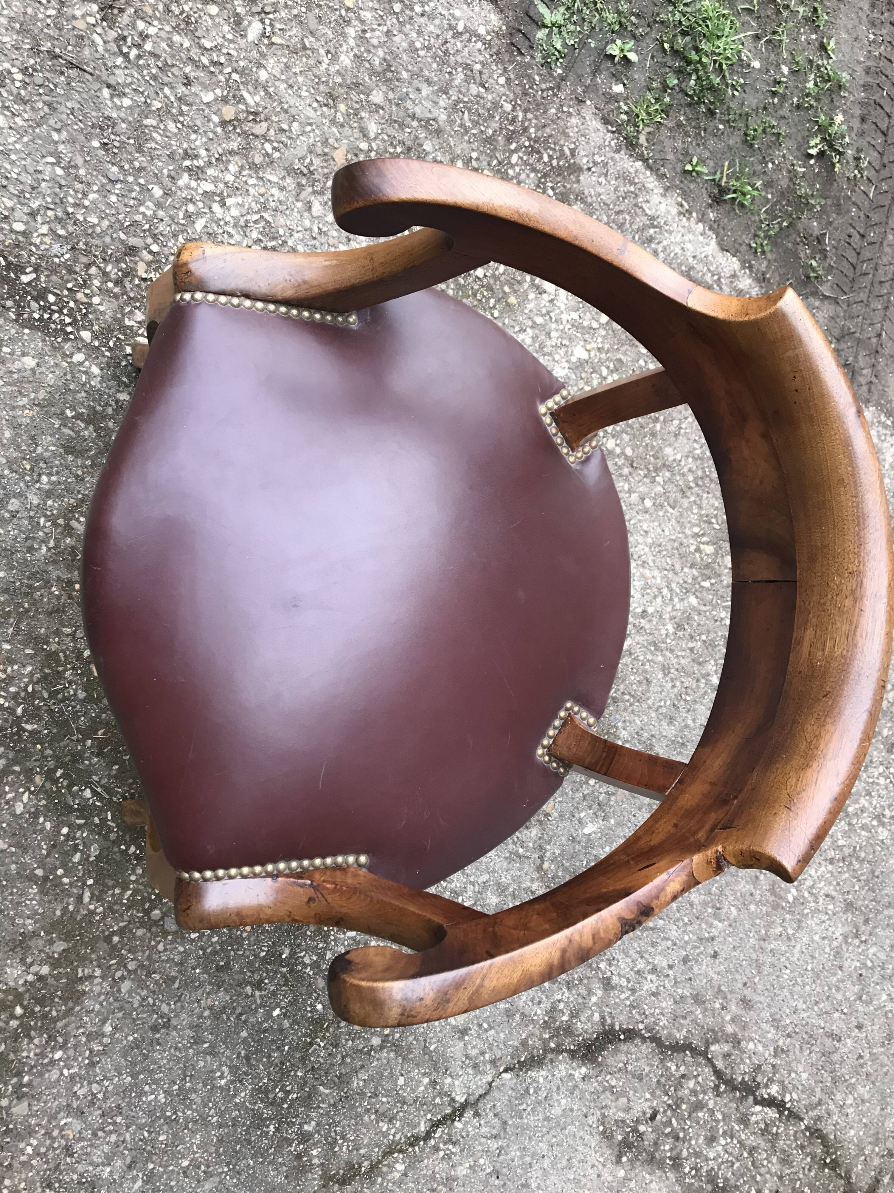 Louis Philippe leather office armchair