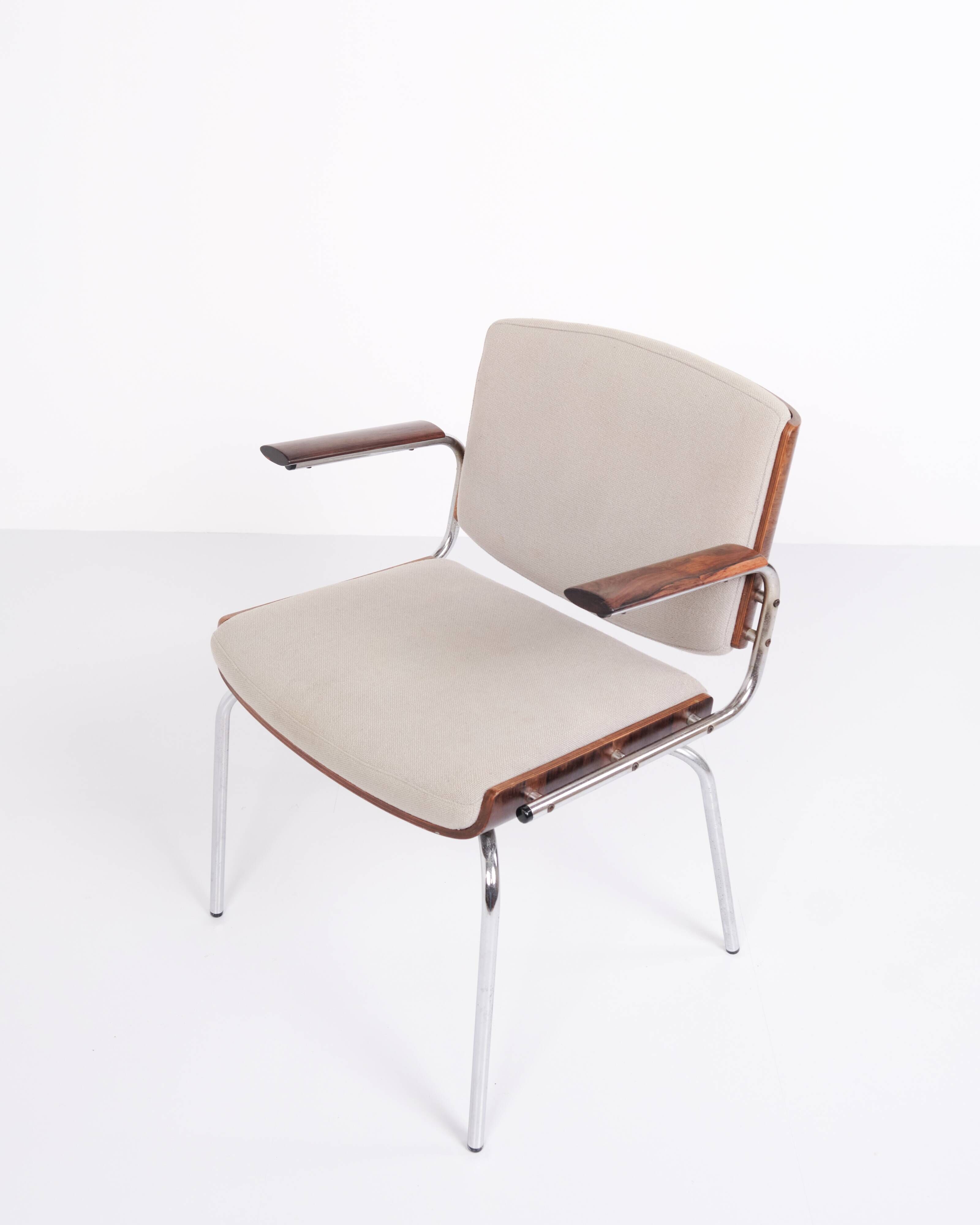 Conference chair – Rosewood & light grey fabric – Duba – 1960s