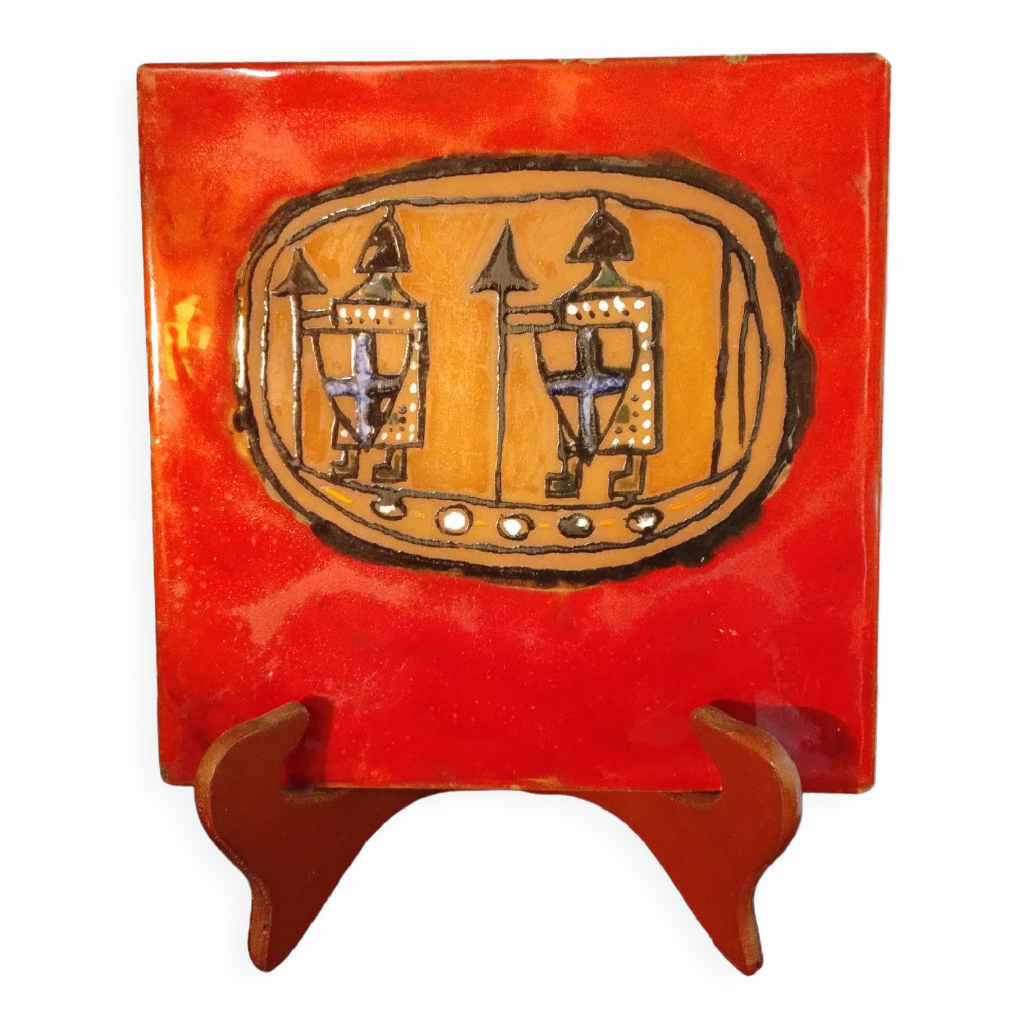 Ceramic tile "Templars" Italy 1960s