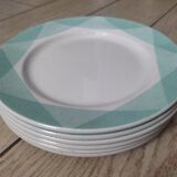 6 retro dessert plates in earthenware