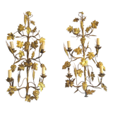 Pair of sconces flor'art leaves and bunches of grapes 60s