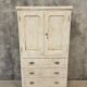 Armoire ancienne française brocante blanche avec tiroirs 83x148 cm