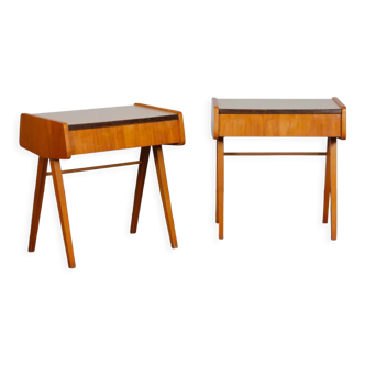 Paire de tables de nuit vintage, bois et formica, 1970