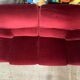 Old Art Deco Sofa in Bordeaux Red Velvet & Wood Decor