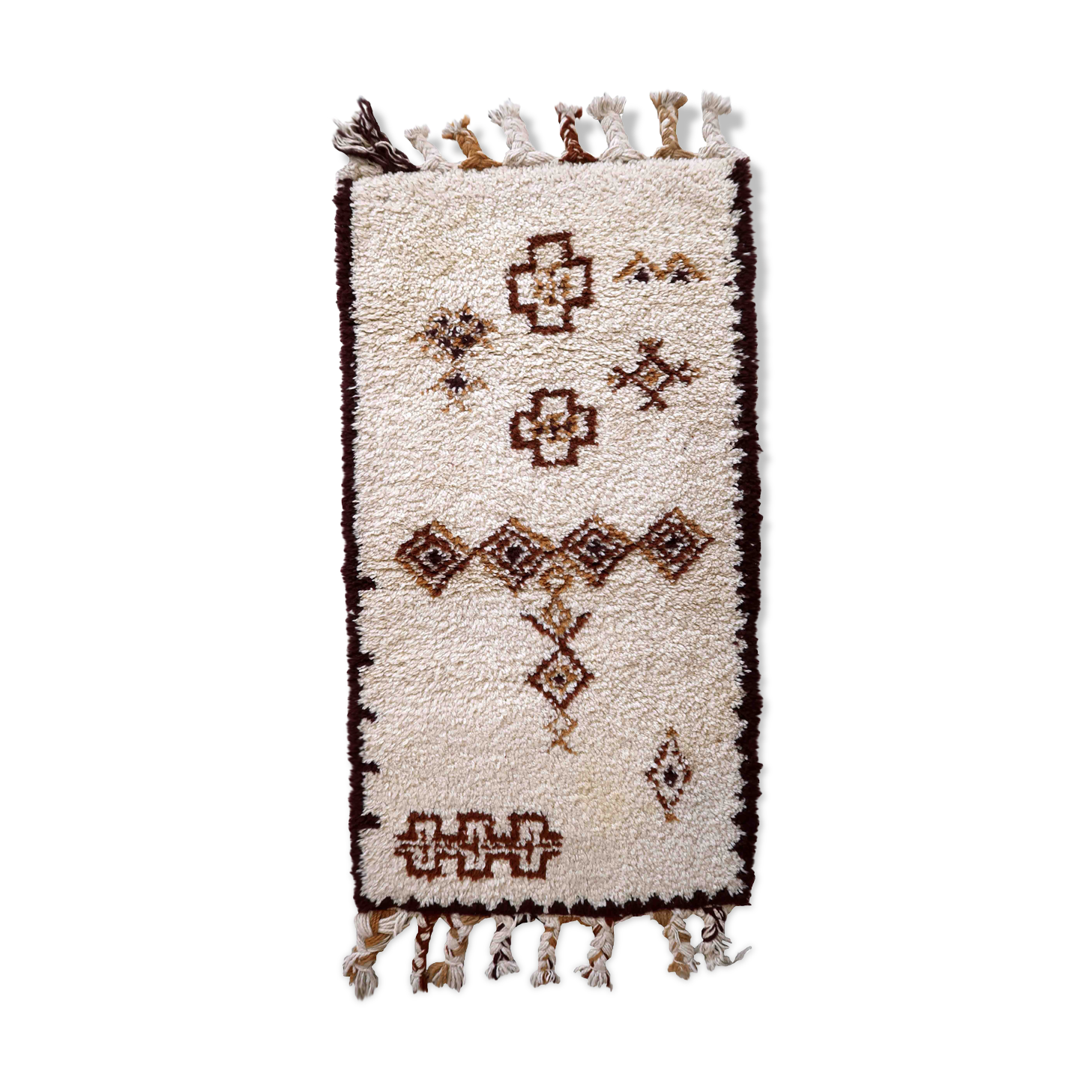 Vintage moroccan rug berber handmade 74cm x 136cm 1970s