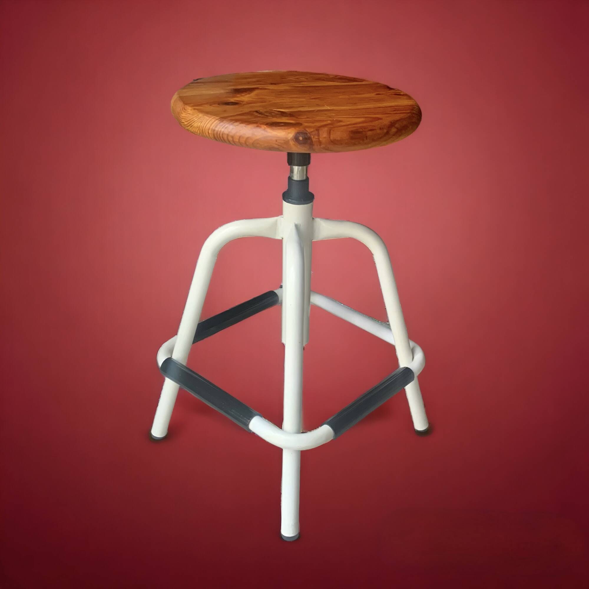 Vintage industrial swivel and height adjustable stool