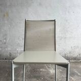 Set of 4 light grey powder-coated metal Fly Line chairs with cream rope - Giandomenico Belotti, 1980s