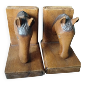 Wooden horse bookends
