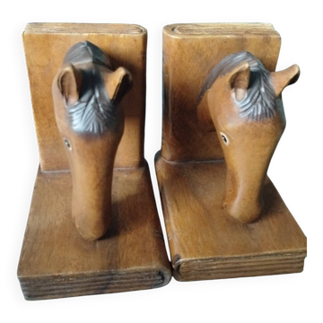Serre-livres équestre en bois