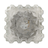 Square ceiling lamp made of molded glass