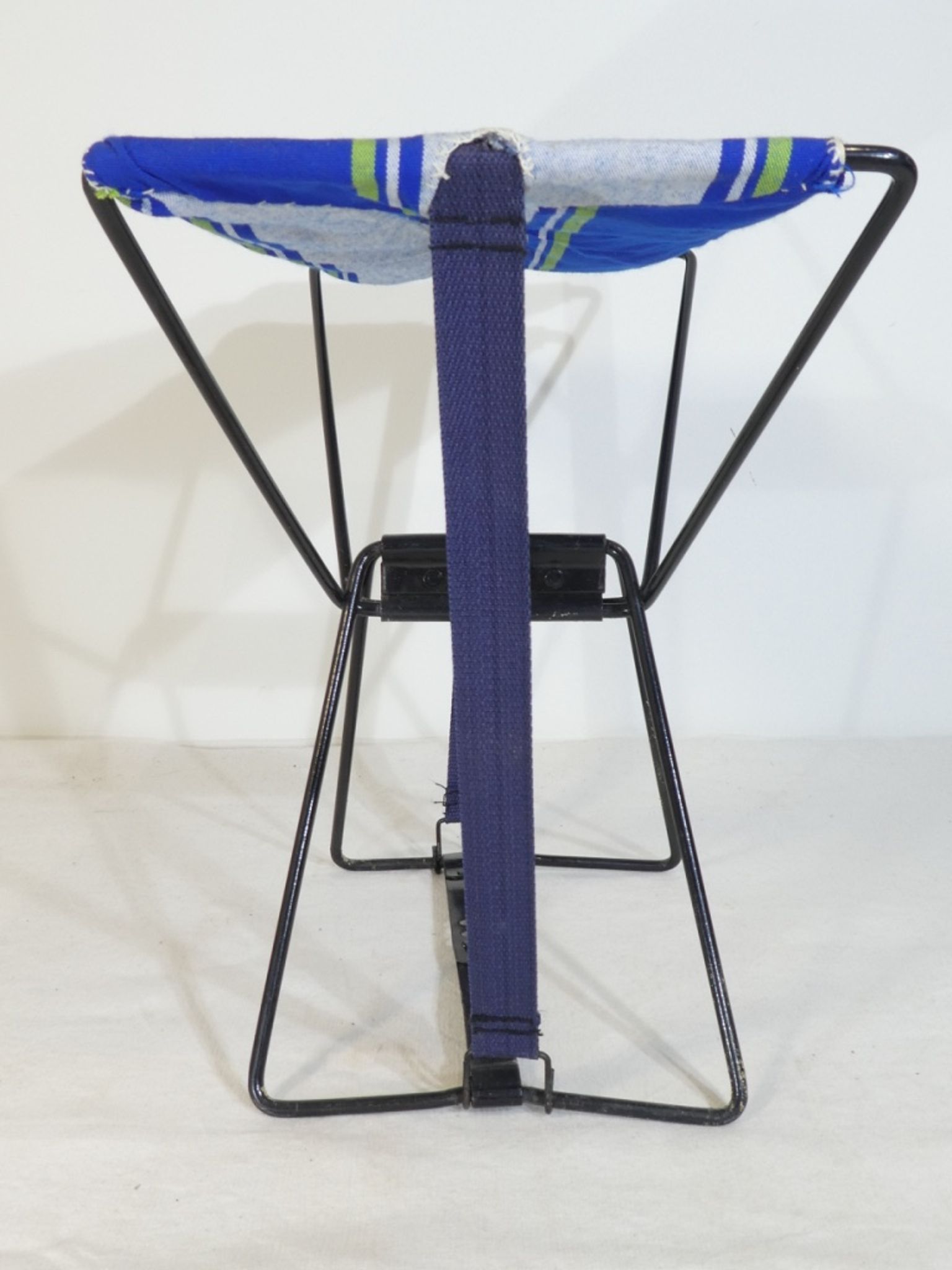 Vintage 190s folding camping stool with clutch