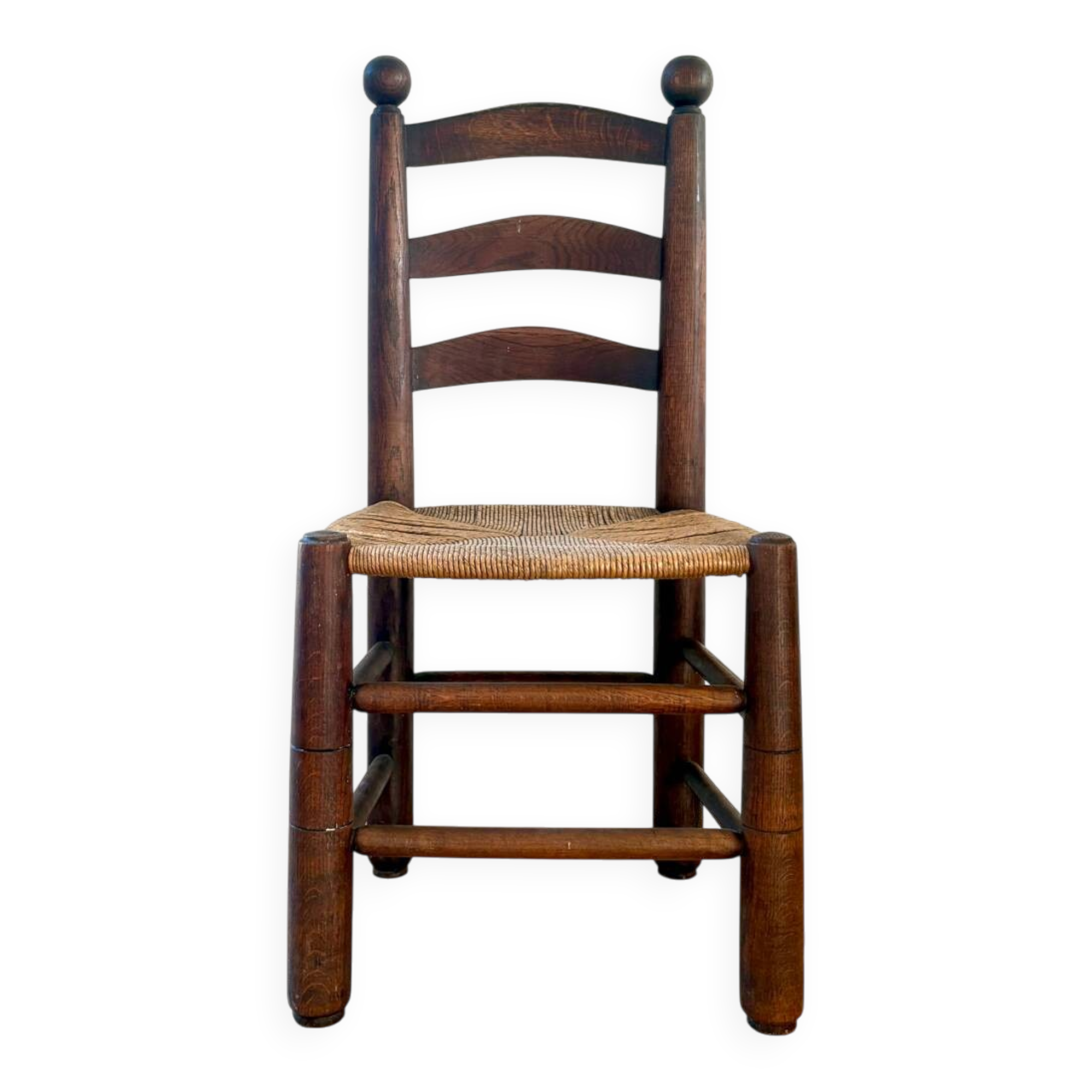 Lot de 6 chaises en bois massif/ paillées / style Dudouyt
