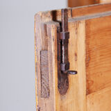 Restored Biedermeier Wardrobe, Spruce, Preserved Original Paintings, Czechia, 1800s