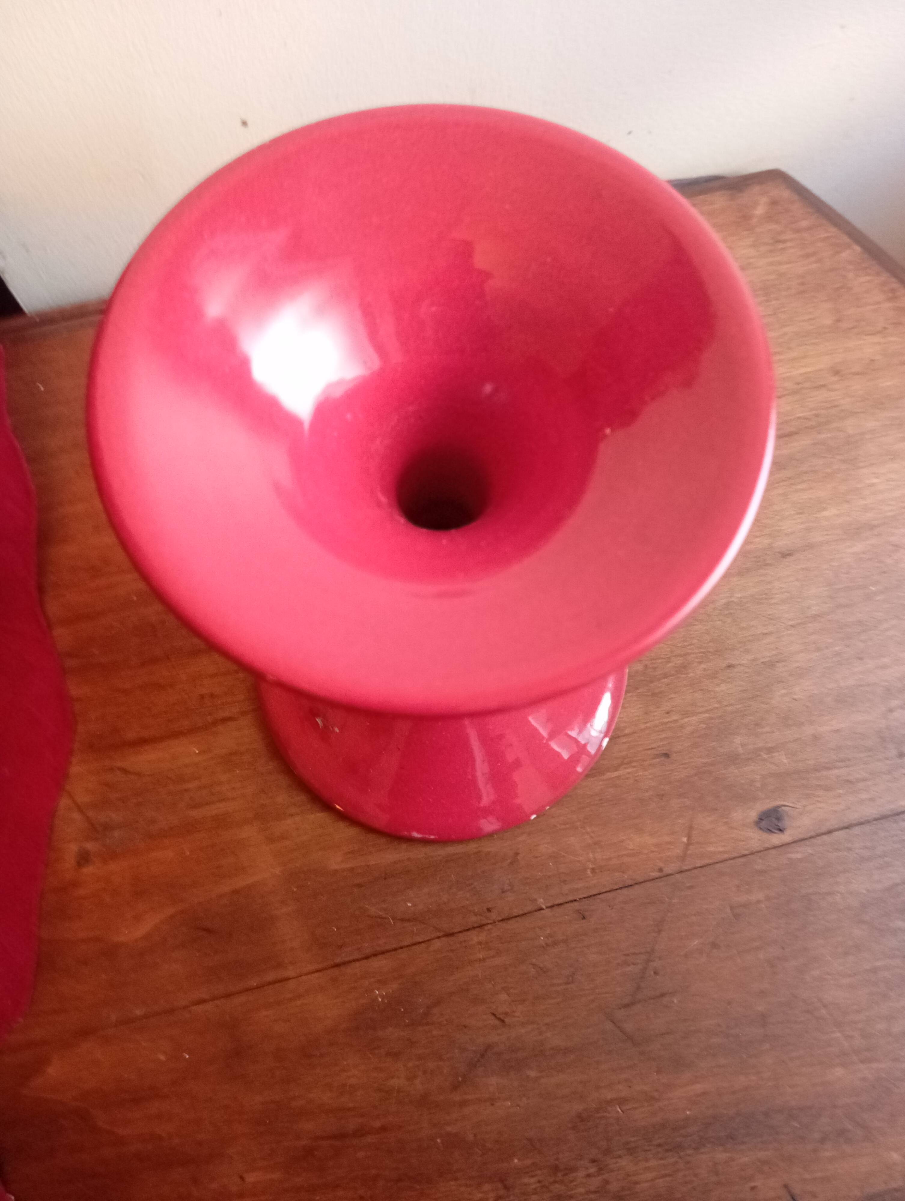 Vintage 60s/70s carmin red ceramic candle holder