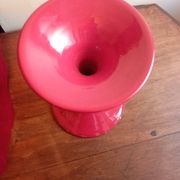 Bougeoir ceramique rouge carmin vintage design annee 60/70