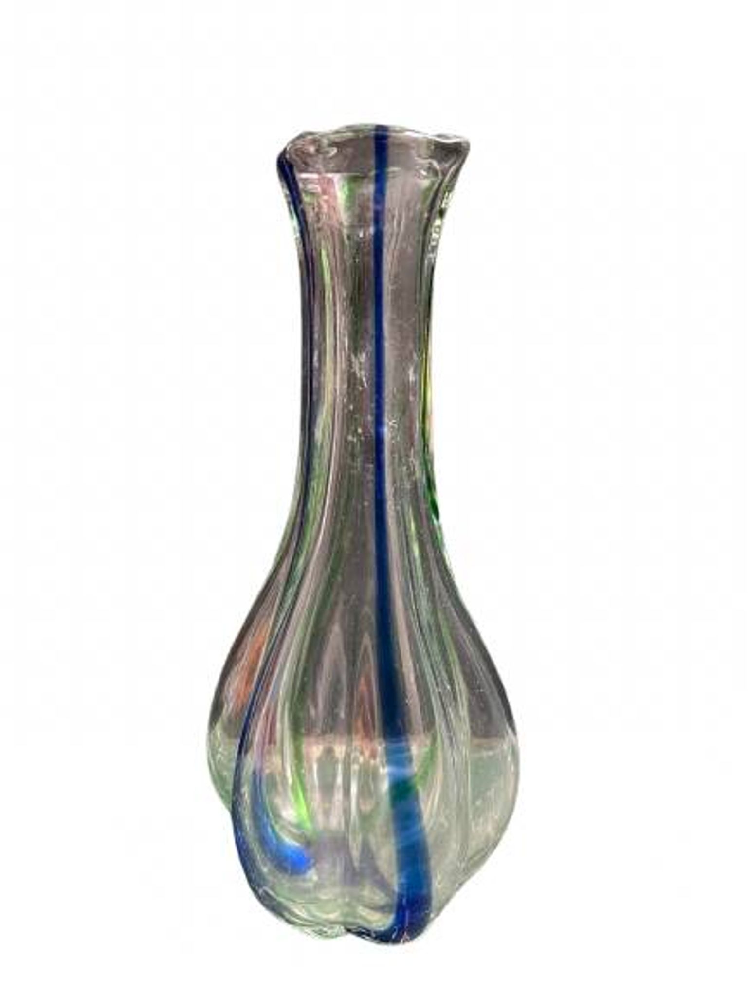 Pair of gourd-shaped glass vases with swirling decoration
